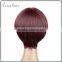 100% human hair large cap lace front wig wine red purecolor silk straight short hair wig