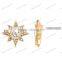 925 Silver & gold Star burst Stud Earrings with zircon stone