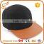 New style high profile faux leather plain bill snapback cap with belt buckle