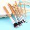 11pcs Bamboo Handle Foundation Blending Makeup Brushes Set + Flat Angled Brush