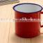 Wholesale custom logo printed enamel camping mug/8cm red enamel metal mug