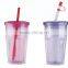 Plastic tumbler cup,drink cup with straw,hot sale juice cup