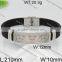 Fashion new steel color black leather bracelet