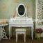 Solid Wooden Dresser Europe Style White Color Bedroom Dressers With Stool Knocked Down Package 90*38*146CM