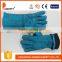 DDSAFETY Green Cow Split Leather Glove With Reinforced Blue Leather Palm Glove