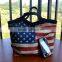 2015 Hot sale fashion calico cotton shopping tote bags with inner pocket and button closure