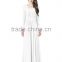 Elegant White Dresses Women's Designer Round Neck Long Sleeve Maxi evening dress long sleeve