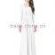Elegant White Dresses Women's Designer Round Neck Long Sleeve Maxi Evening Dress Long Sleeve