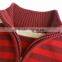 kids fashion red striped zipper collar long sleeve knitting pattern pullover sweater for boy