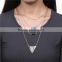 New Fashion Layered Necklace Gold Plated With Triangle Pendant Black & White & Blue Beads 42.0cm long