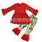 Hot Sale Christmas Boutique Children Red Ruffle Cotton Top With Icing Pants Sets New Design Wholesale Girl's Outfits usa