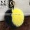 2016 Beautiful Bag or Garment Car Charms Mixed Colors Pompom Wholesale Genuine Fox Fur Pom Pom Keychain