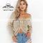 Wholesale Stocks Women Sexy Backless V Neck Batwing Long Sleeve Knit Sweater