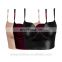 Amigo 2017 new design Black strap sexy leather crop top for big boobs women