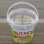 500ml customize logo food grade round plastic honey pail with lid and handle