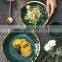 Green gold plated tableware ceramic plate steak plate set