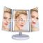 USB And Batteries 2 In 1 LED Portable Mirrors Plastic Folding Framed Makeup Mirror With Magnifier