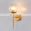 White Glass Ball Wall Lamp Modern Wall Mounted Light Antique Brass Wall Sconce Lighting for or Living Room Bathroom Bedroom Hall