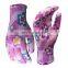 Flower Pattern liner Nitrile Coated Oil Resistant Safety Hand Protection Garden Gloves