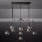 Gold linear luxury crystal glass modern chandelier for dining room area living table pendant lights