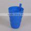 Convenient popular christmas plastic straw cup