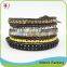Orange Colored Stone Bead Wrap Leather Bracelet With A Stainless Steel Clasp