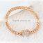 China wholesale zinc alloy rhinestone full jewelled gold plated charm bracelet for women