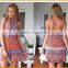 2016 aliepress hot new fashion print Halter Strapless backless sey dress wholesale