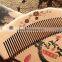 Natural handle combs peach material nature color hair wood comb hair combs with laser logo