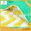Personalized Yellow Chevron With Green Dots Minky Baby Minky Blanket