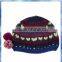 heart jacquard pom pom girls fashion hat