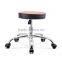 Comfortable red fabric small stool for barber furniture with wheels