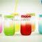 Clear mason jar with straw lid 6 colors gradient color