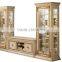 European Elegant Hand Carved Golden Upholstery Sofa Set With TV Cabinet And Display Cabinet(MOQ=1 SET)