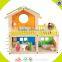 Wholesale fashion new large wooden dollhouse toy colorful kids wooden dollhouse high quality play wooden dollhouse W06A050