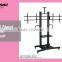 Adjustable in height metal plasma TV trolley with casters