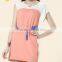 Symmetrical sleeve type mosaic dress compliant impact color skirt