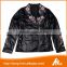 Fashion custom design zipper front black lady pu leather jackets