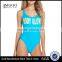 Retro One-Piece Swimsuit Double Scooped Neckline Customize Screenprinted Logo Across Bust Swimwear High-Cut Sides Nylon Stretchy