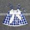 Bulk Wholesale Clothing Blue Checked Summer Outfits Kids Clothing