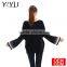 Fashion school uniform pullover color block pagoda sleeve knit sweater