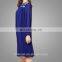 Lovely Girls Fashion Clothing Long Sleeve Floral Printed Women Dresses Navy Blue Pleated Top Tunic