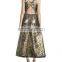 A-line Silhouette Gold Floral V-Neck Sleeveless Summer Cocktail Dresses