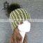 2017 Fashion Beanie New With Pompom For Girl'S Knitted Cap Crochet Hats Real Raccoon Fur Ball Winter Hat