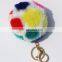 Pretty fashion two tone genuine rabbit fur pom pom keychain bag charm