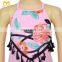 Adorable Toddler Pink Boho Halter Playsuit Bubble Clothing Ruffle Baby Clothes Romper