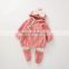 Baby thickened fart clothing, lamb velvet bow cute one-piece  winter new baby triangle romper