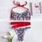 Sexy Leopard Bandage Bikini 2019 Thong Swimsuit Women Push Up Swimwear Halter Summer BeachWear High Cut Bikini Set Bath Suit