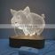 Custom Blank Acrylic Board Visual Night Lamp Oval Wood Base Warm Light Wooden 3D LED Night Light