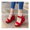 New attractive design with different colors women ankle strap wedge heel platform sandals ladies party shoes(sandalias mujer)